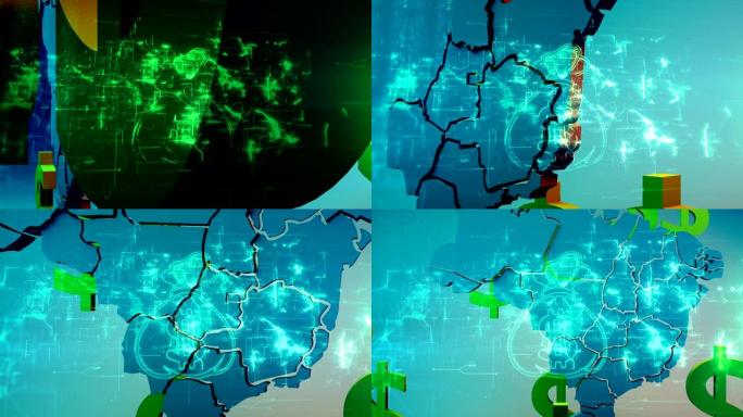 巴西地图巴西地图动画巴西三维地图展示