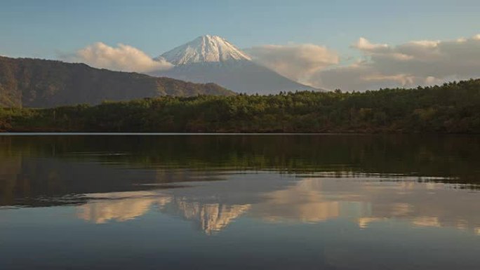 在日本山梨县佐子湖，在日落时间缩小藤山的4k时间推移。