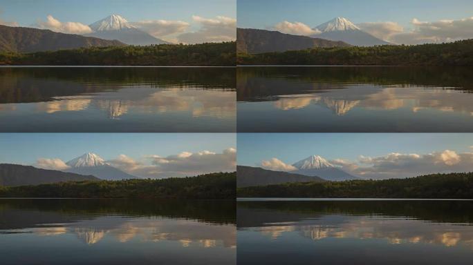 在日本山梨县佐子湖，在日落时间缩小藤山的4k时间推移。