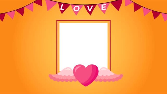 情人节动画卡片与心脏飞翔