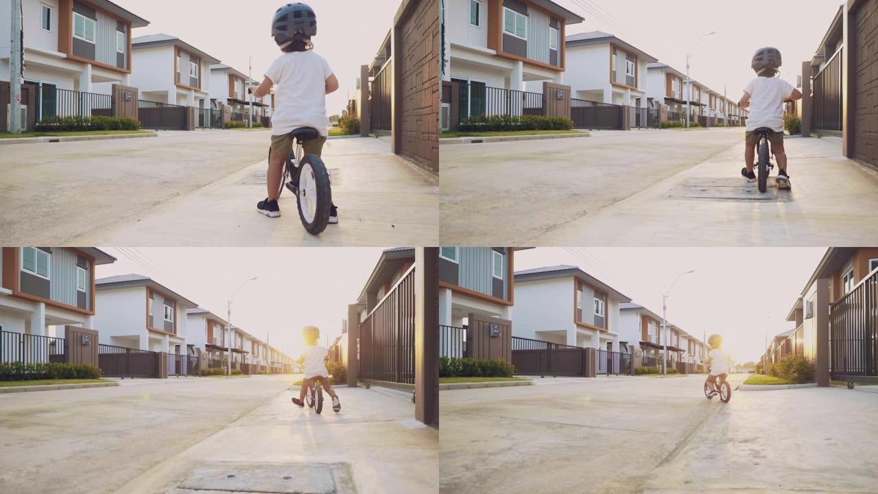骑自行车的小男孩外国小孩玩平衡车