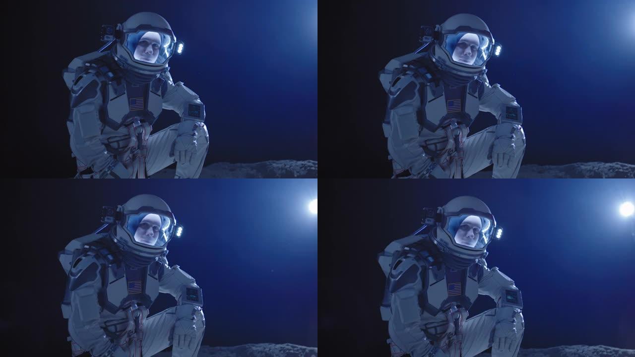 宇航员跪在月球上宇航员跪在月球上