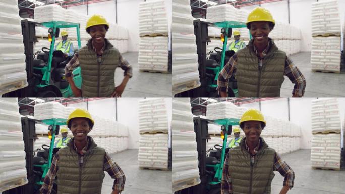 仓库里的年轻女工仓库管理员非洲美女外企