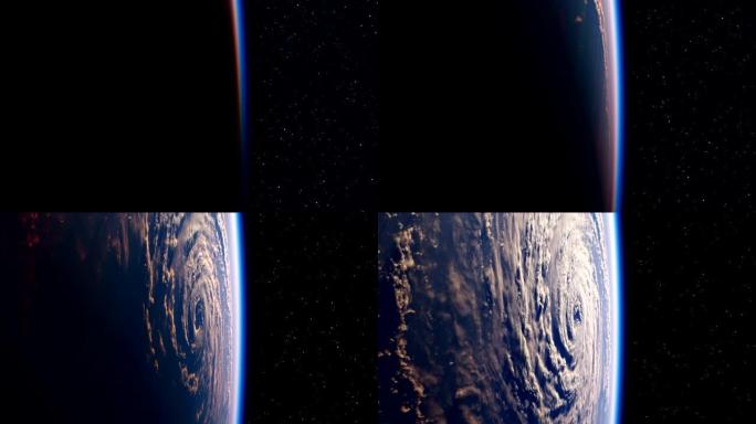 4K.旭日下的大飓风。从太空看到地球的惊人景色。