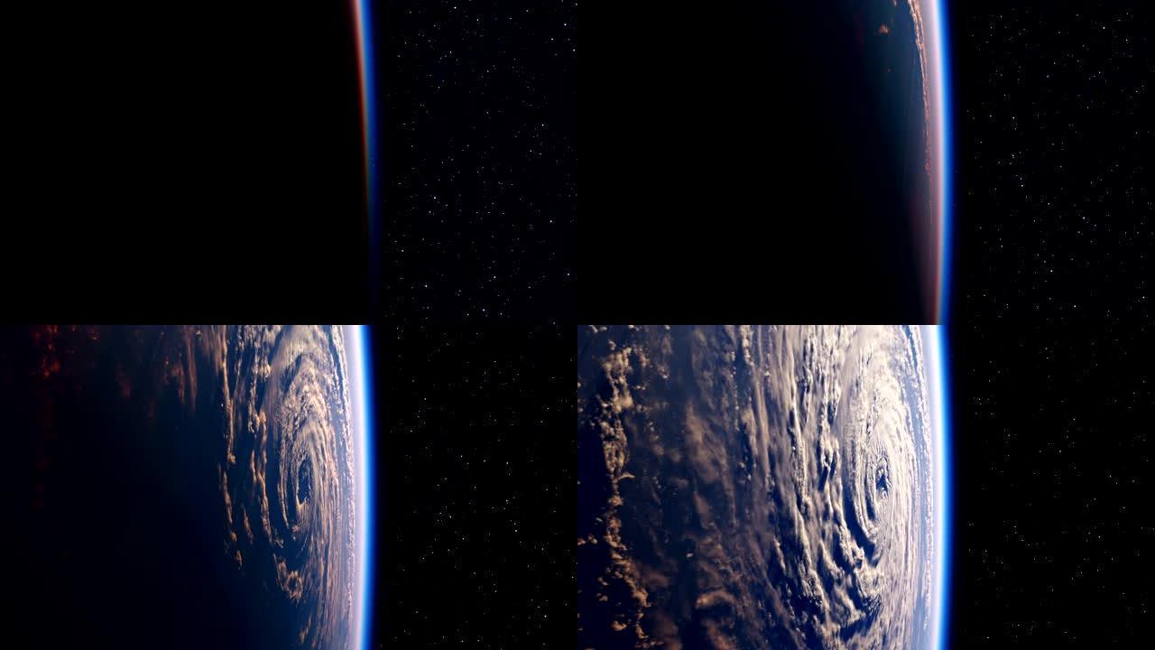 4K.旭日下的大飓风。从太空看到地球的惊人景色。