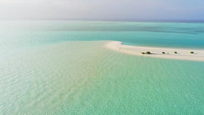 WS风景鸟瞰图田园诗般的热带海滩和海景，马尔代夫