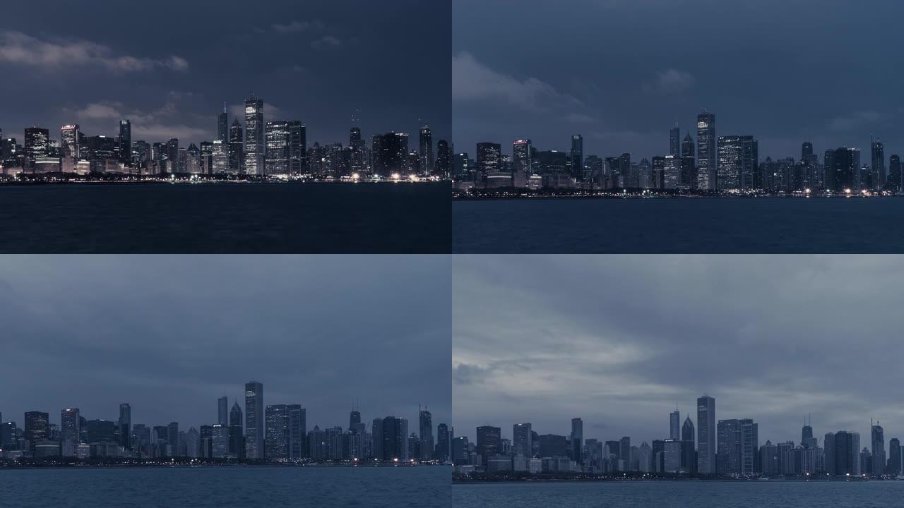 T/L TU芝加哥天际线黎明，昼夜过渡/伊利诺伊州芝加哥