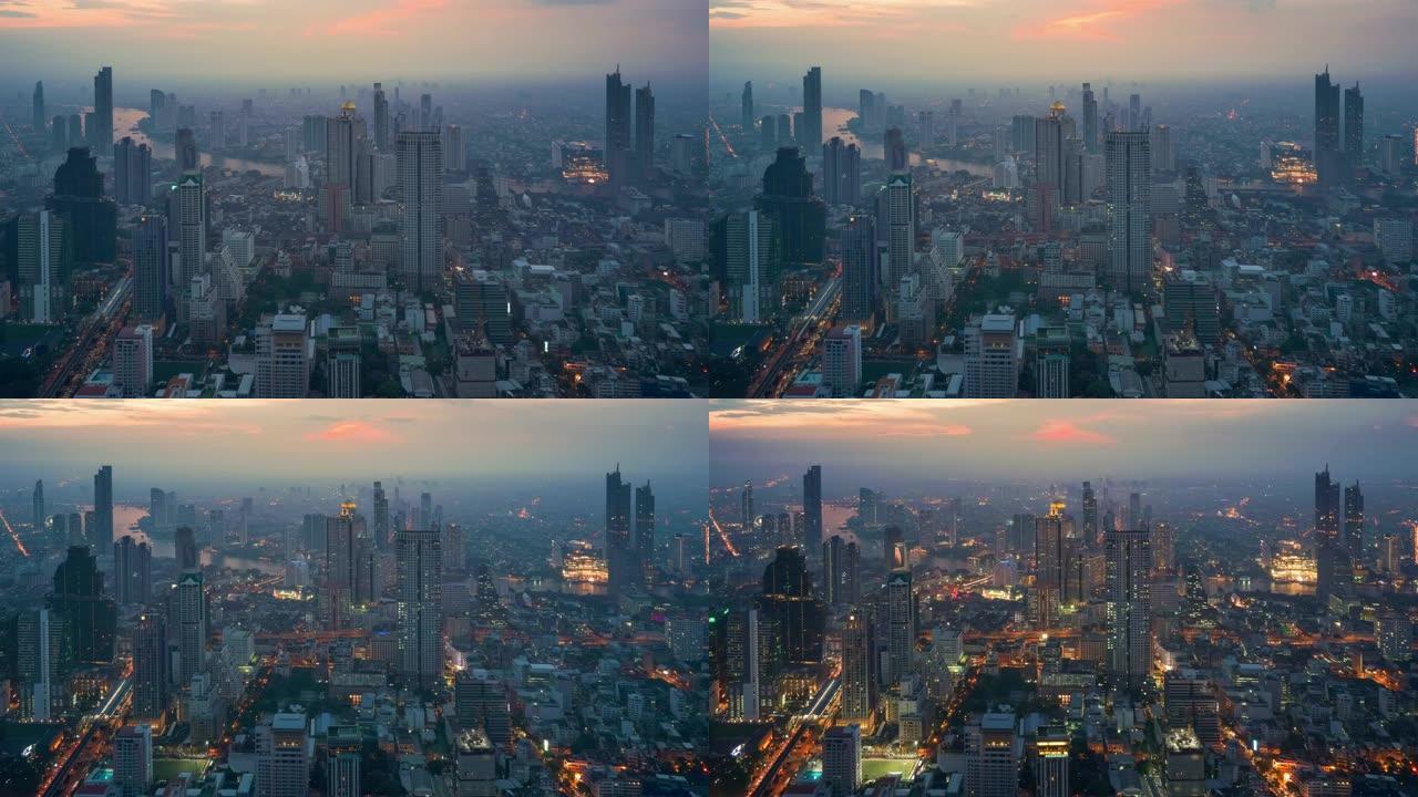 4k分辨率延时曼谷城市景观日夜