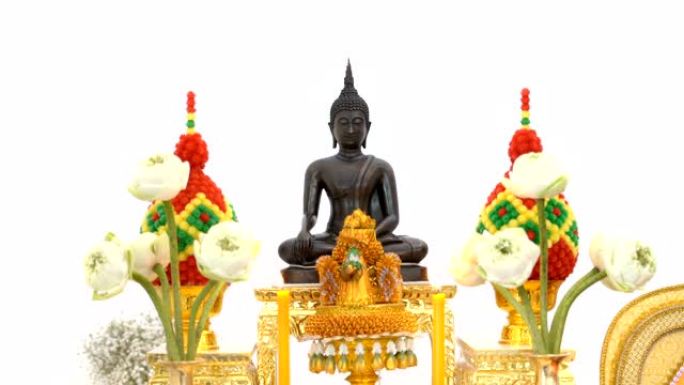 白色背景蜡烛4k泰国佛像