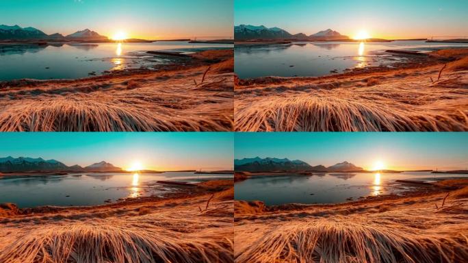 冰岛日出时美丽的风景