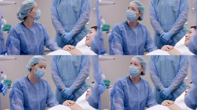高加索医生与她的外科团队一起对孕妇进行手术