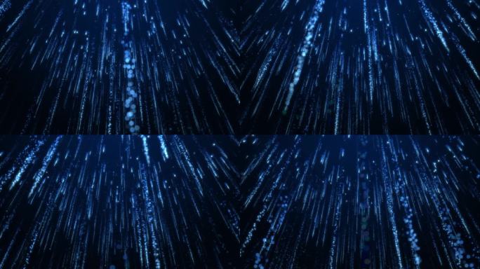 4K蓝色流星雨粒子舞台背景-无缝循环