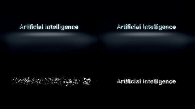许多点聚集在一起，创建了一个 “人工智能” 错字，云计算概念，低多边形网络。4k。