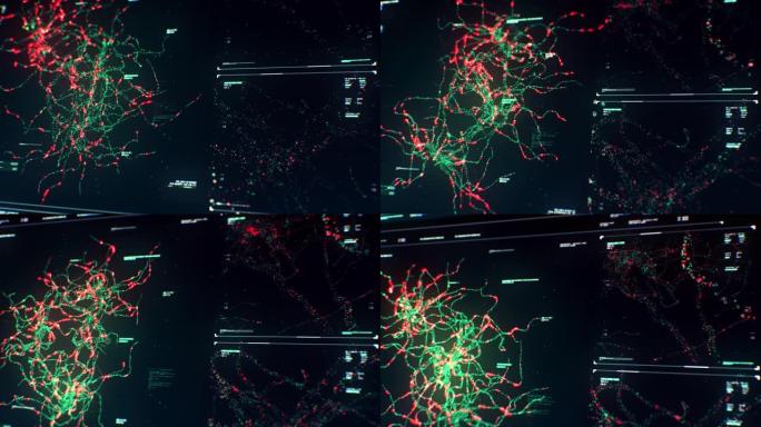未来触摸屏扫描界面上的神经元突触网络动画流技术显示