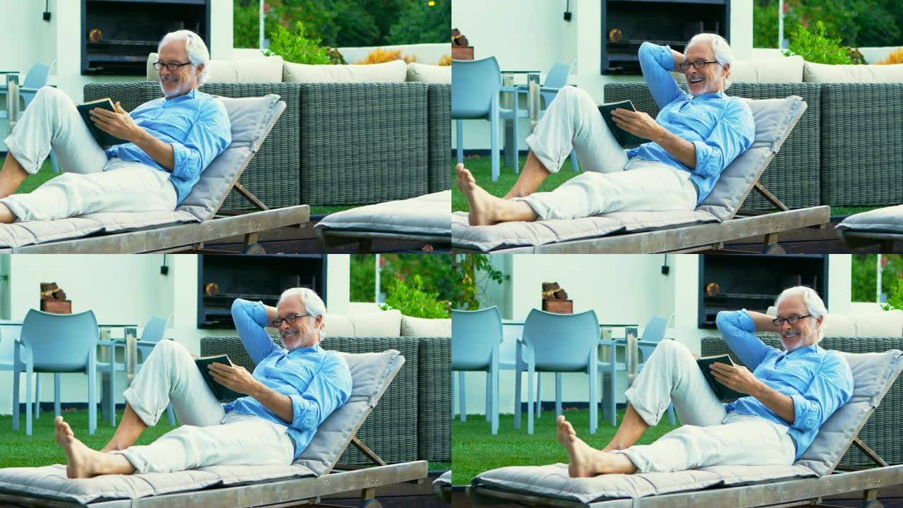 老人在4k花园看书