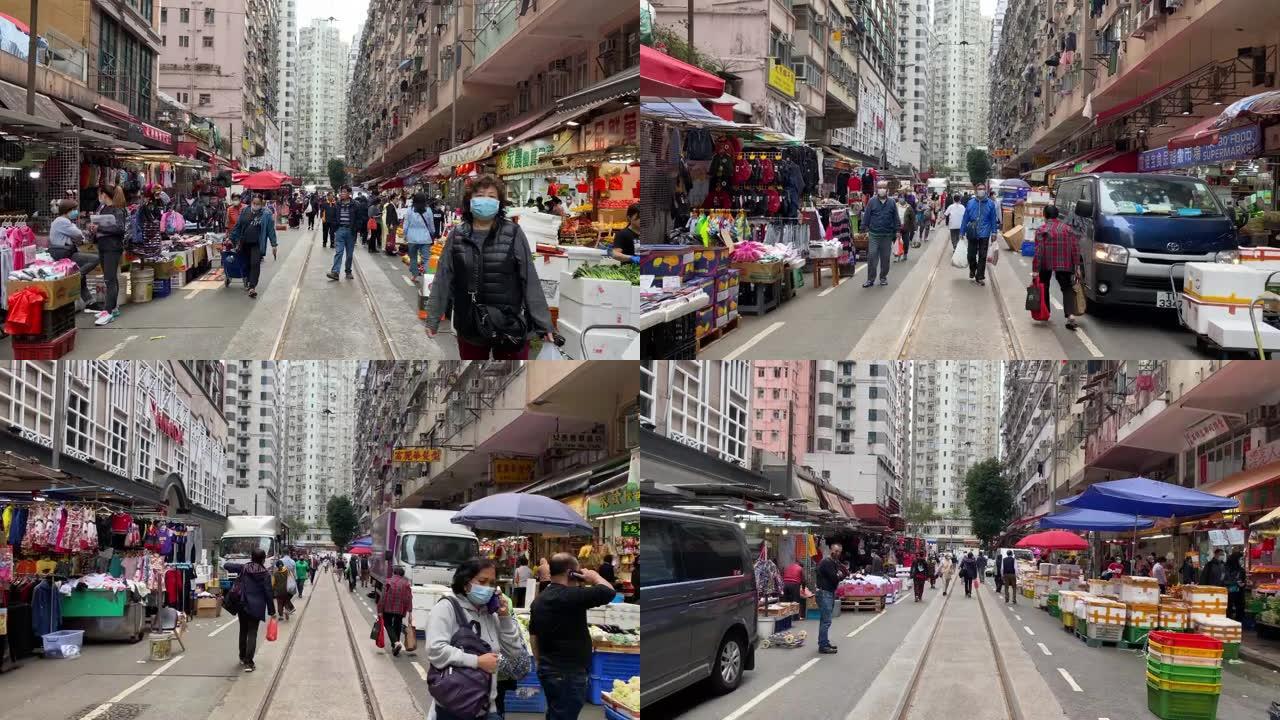 香港的春杨街市场逛街视频素材人流人群