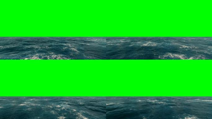 大海或海洋，海浪特写。蓝色波浪海水。蓝色清澈的水。海浪低角度视图。3D 4k动画，色度键。