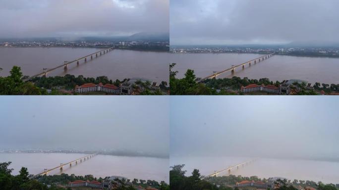 老挝占巴萨克省巴色的晨景