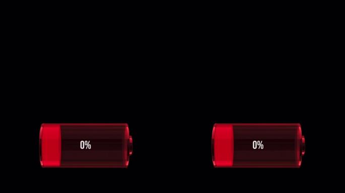 带百分比指示器的红色空电池的MS动画