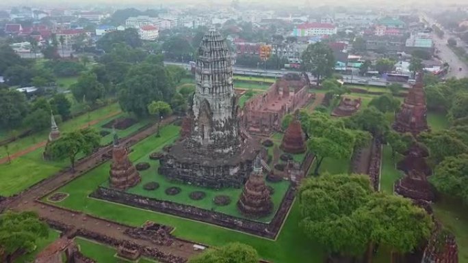 Wat Ratchaburana的鸟瞰图是泰国大城府大城府历史公园的一座佛教寺庙。这座寺庙的主要pr