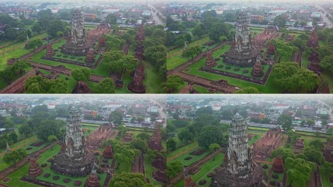 Wat Ratchaburana的鸟瞰图是泰国大城府大城府历史公园的一座佛教寺庙。这座寺庙的主要pr