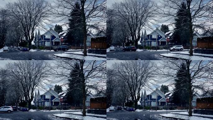 下雪天郊区的道路下雪天郊区的道路加拿大