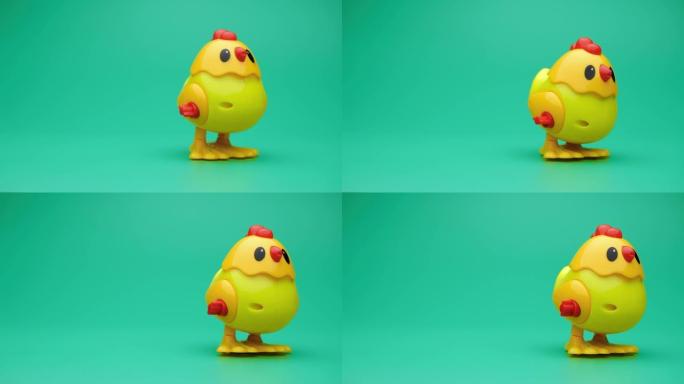 发条黄色玩具鸡。发条黄色玩具鸡