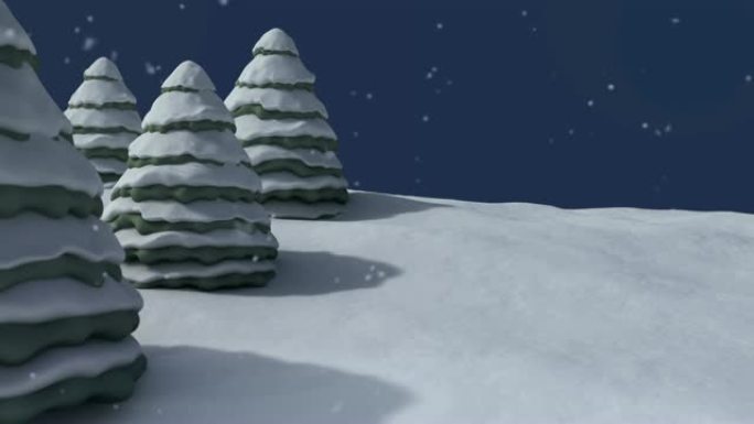 圣诞树下雪的夜晚背景
