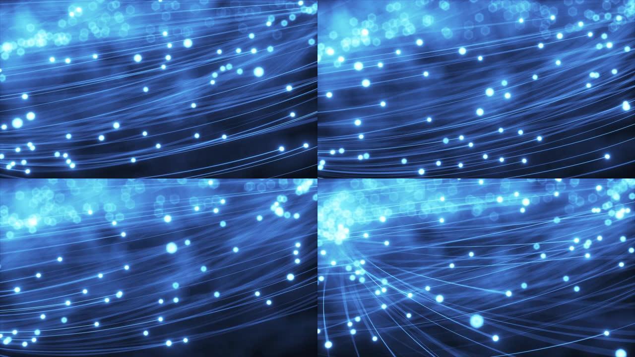 抽象蓝色发光纤维线