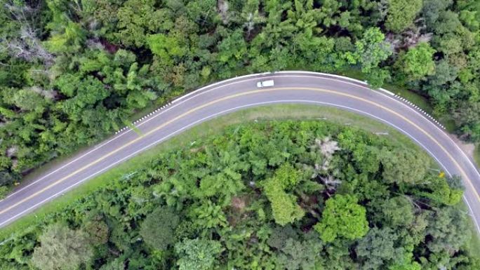 森林中的空中道路森林林场航拍高速公路