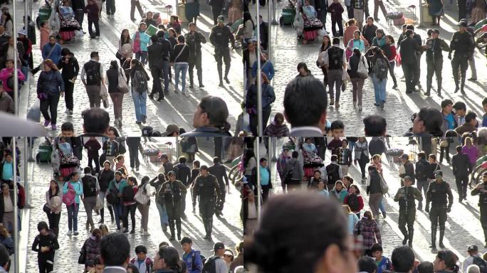 在玻利维亚拉巴斯拥挤的街道上运动。