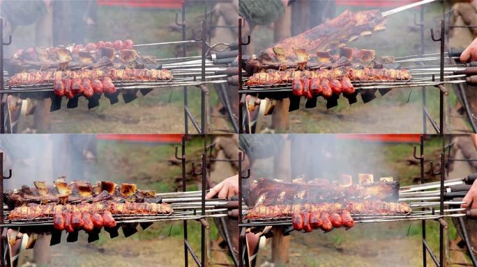 阿根廷布宜诺斯艾利斯的屠宰场烧烤。