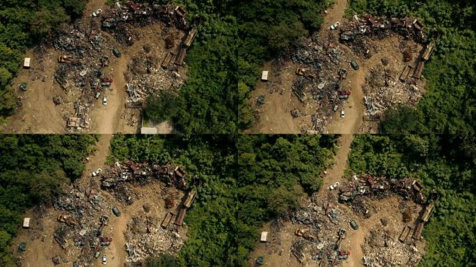 垃圾场的空中建立镜头。