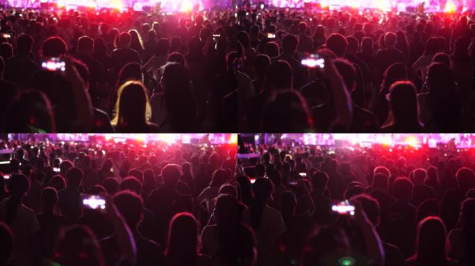 人群聚会的镜头看演唱会外国人演唱会现场夜