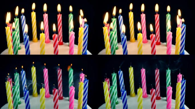 蛋糕上的生日蜡烛被烟熏了