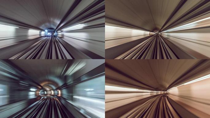 T/L POV地铁穿越隧道/迪拜，阿联酋