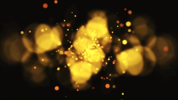 4k粒子地面金色光线抽象三维粒子动画