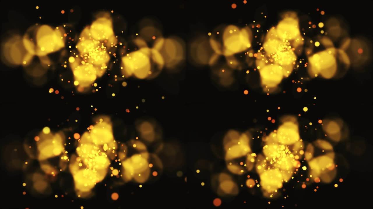 4k粒子地面金色光线抽象三维粒子动画
