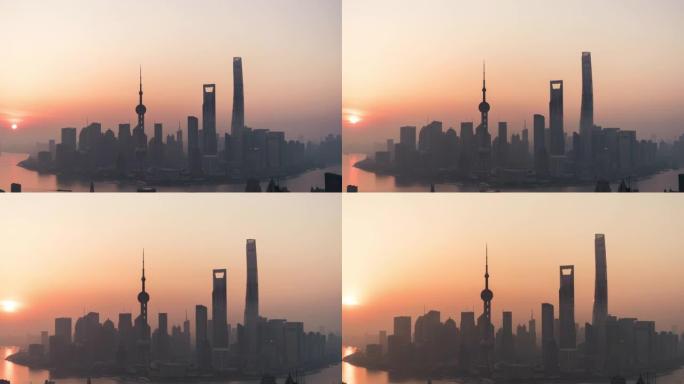 日出时的上海天际线/中国上海