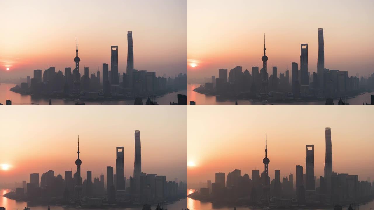 日出时的上海天际线/中国上海