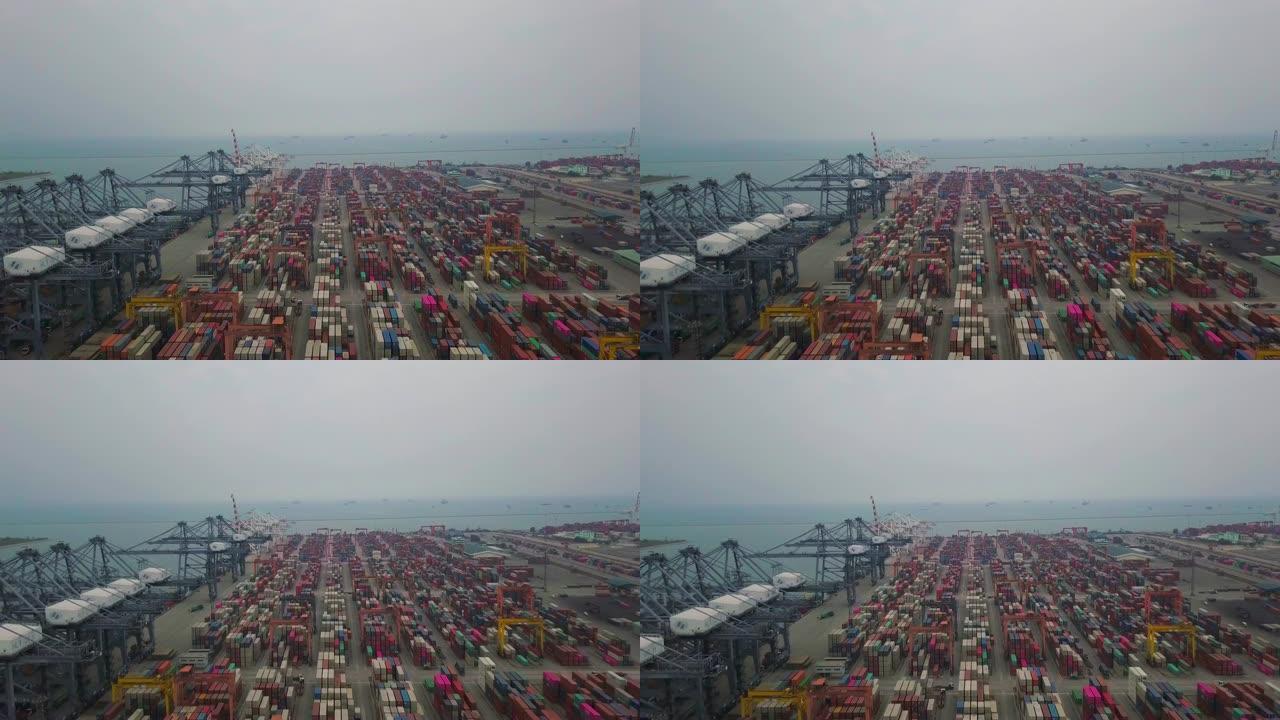 亚洲港口的出口船交通货船货物装运装卸