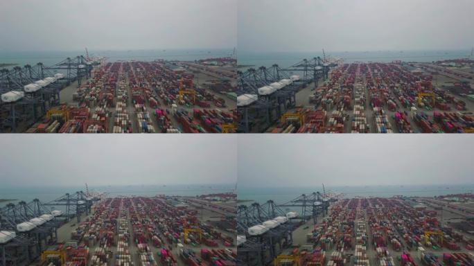 亚洲港口的出口船交通货船货物装运装卸