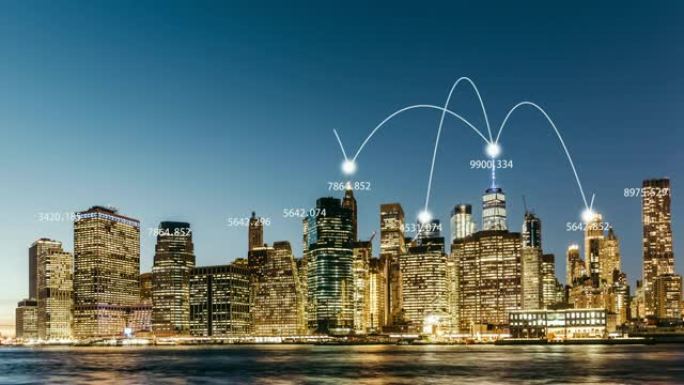 曼哈顿天际线/纽约的T/L WS城市网络
