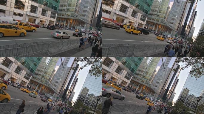 创意纽约大道倾斜的城市画面城市交通黄色出