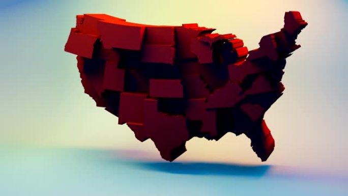 美国地图与州，红色，共和党