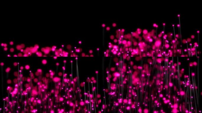 抽象光纤。粒子光斑红色光点