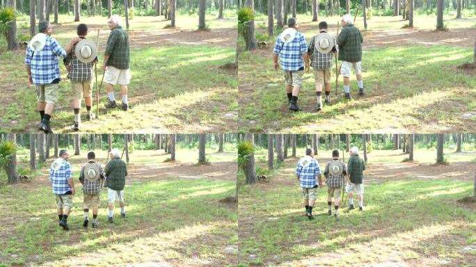 西班牙裔男孩，父亲和祖父在公园远足