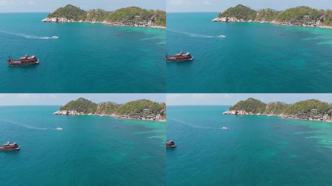 乘船驶向岛屿海景美景