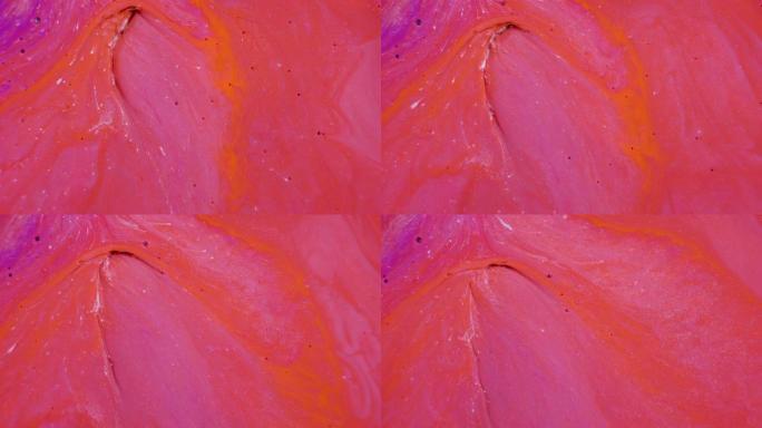 多色丙烯酸涂料。慢动作。奇妙的表面。抽象彩色油漆。顶视图