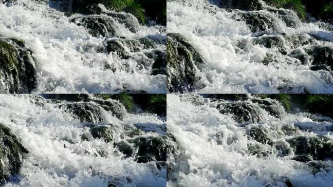 流水，慢动作森林海氧吧瀑布溪流水